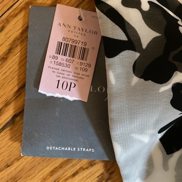 Ann Taylor size 10p black and white strapless dress net - Picture 4 of 5